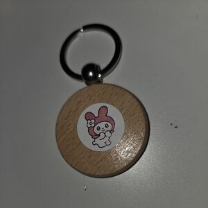 Cute Pink Bunny Wooden Hello Kitty Customize Key Chain I Made.